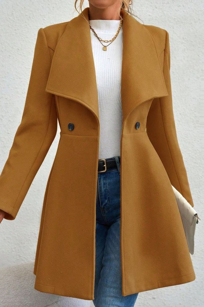 Elegant Wool Long Coat with Belt