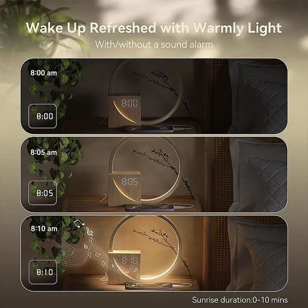 Touch-sensitive bedside alarm clock with integrated light function