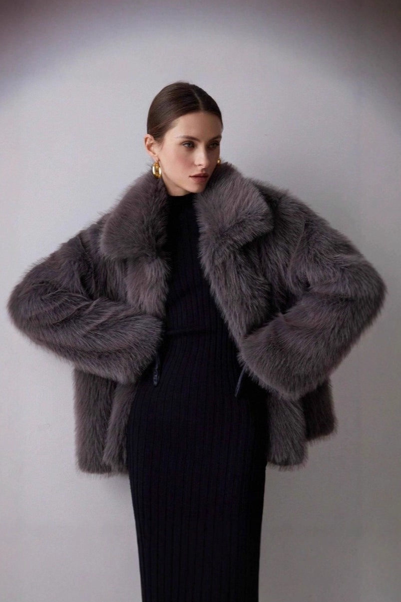 Elegant Solid Faux Fur Winter Coat for Cozy and Stylish Winter Days