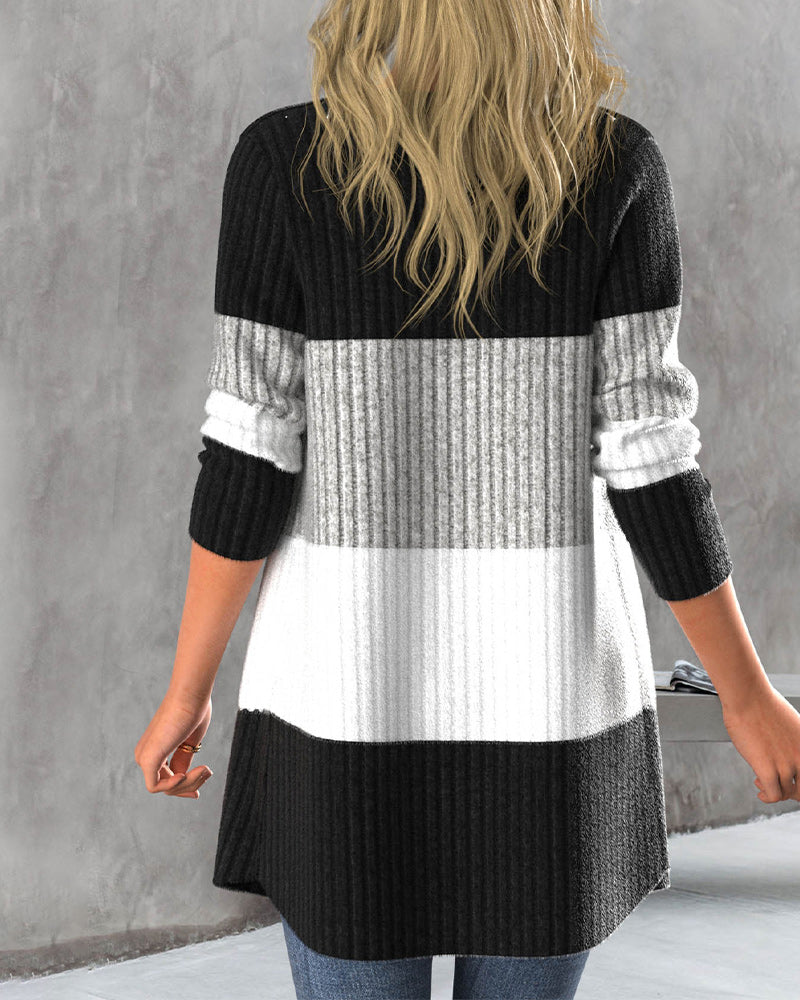 Women's Striped Button-Front Cardigan