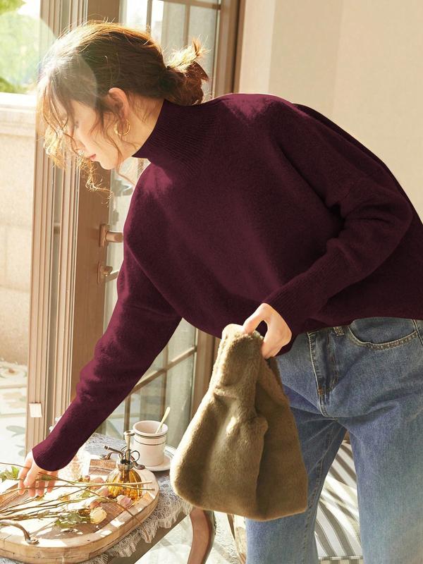 Women's High-Neck Loose-Knit Pullover Sweater