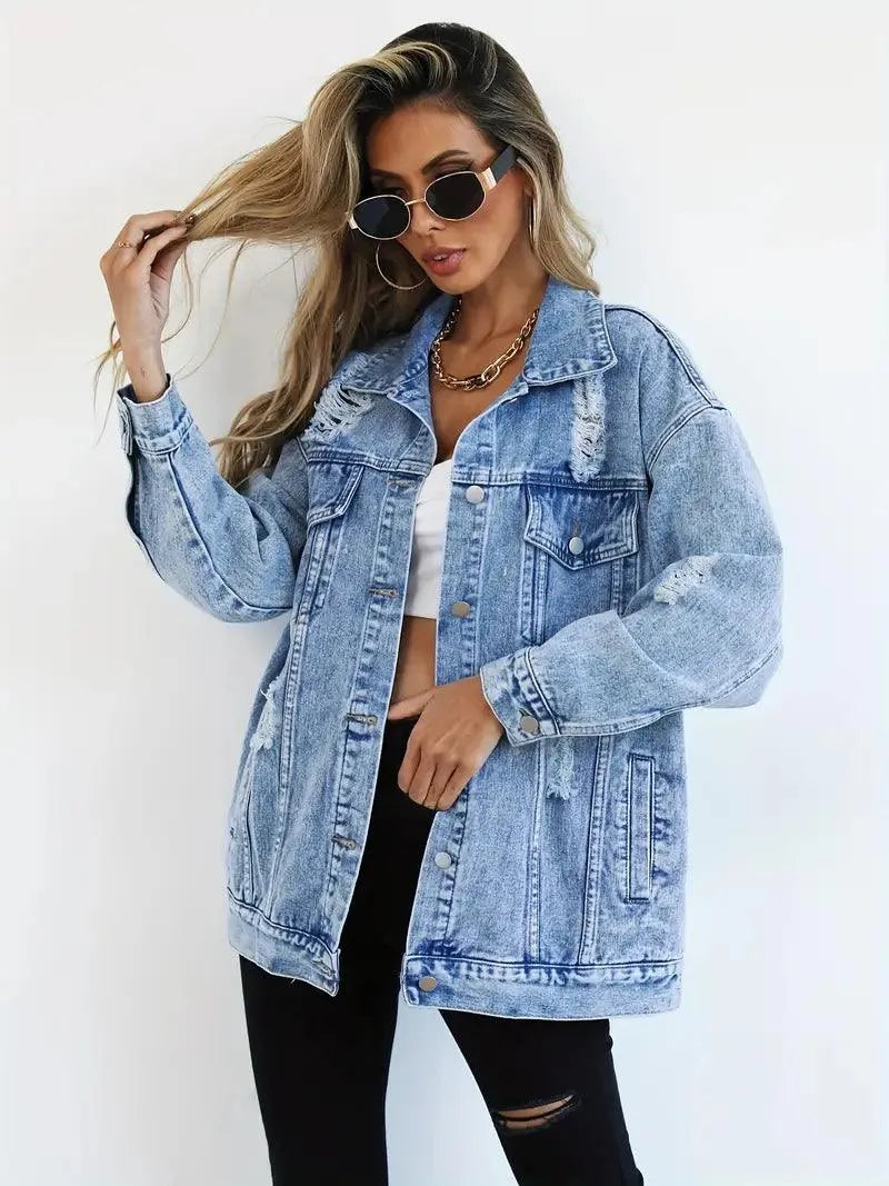 Stylish oversized denim jacket for women for a fashionable look