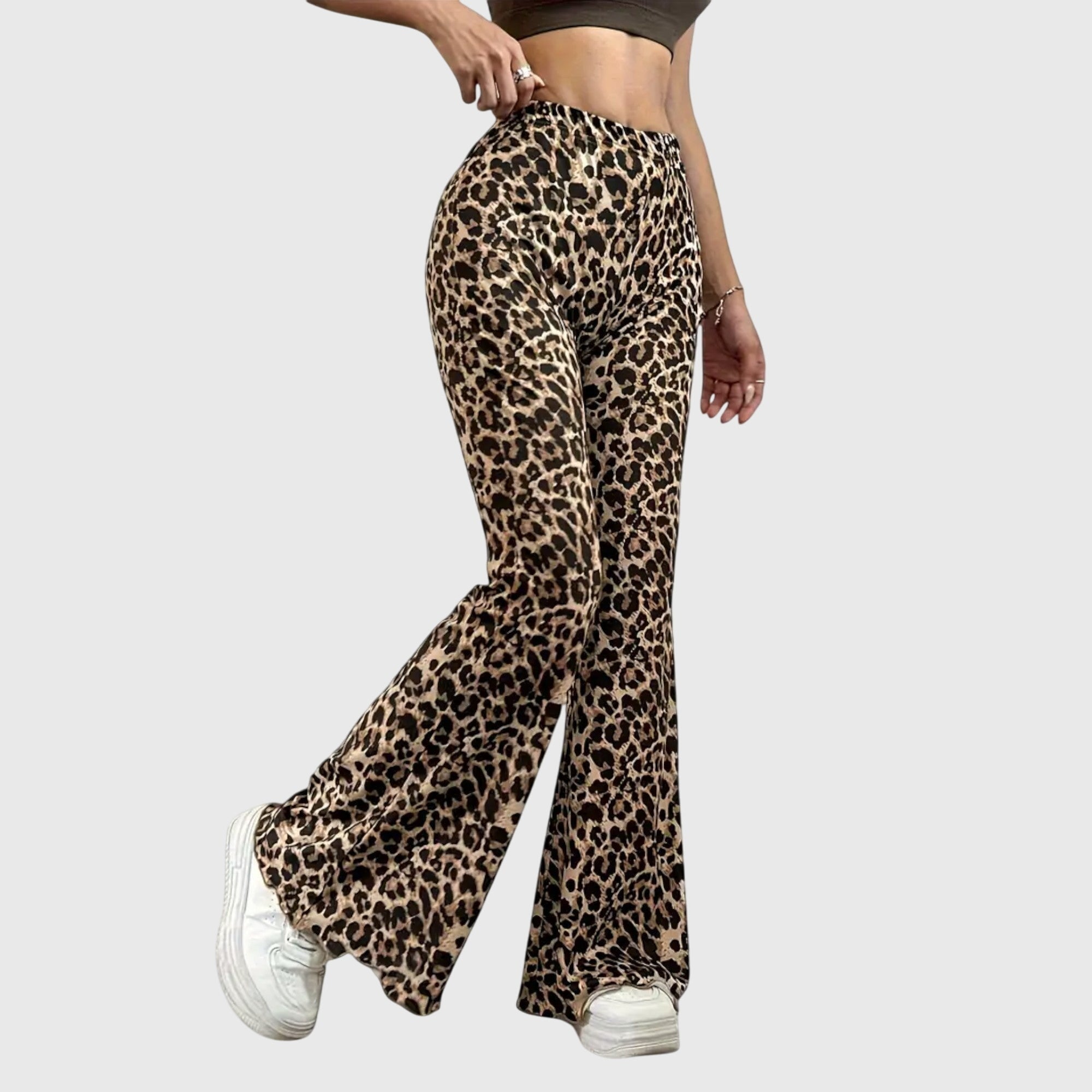Leopard-Print Bootcut Pants