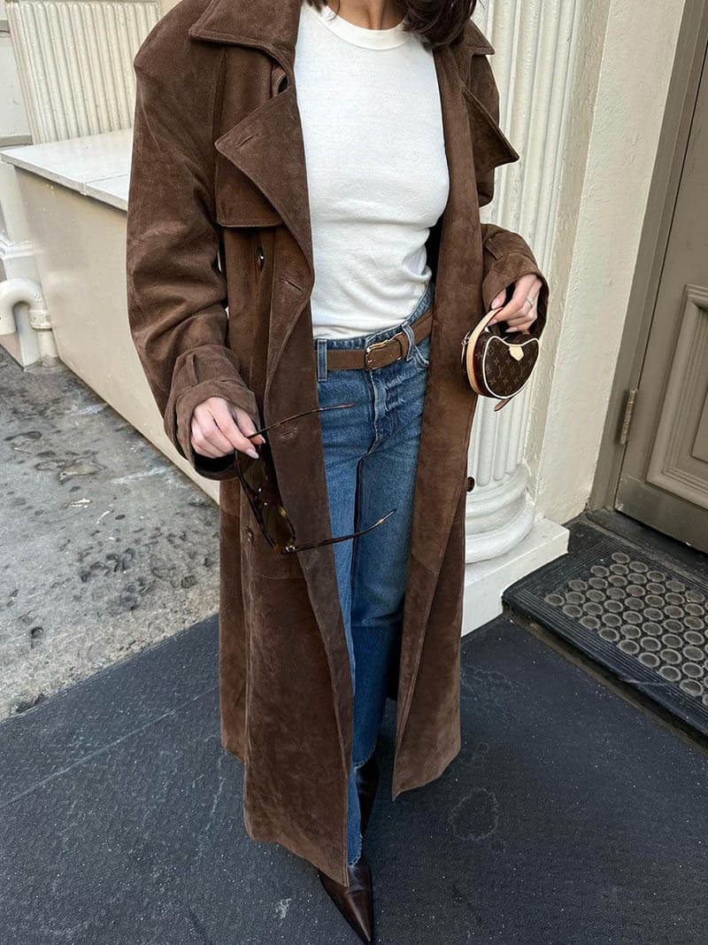 Matilde | Emilia Elegant Suede Trench Coat for a Sophisticated Style