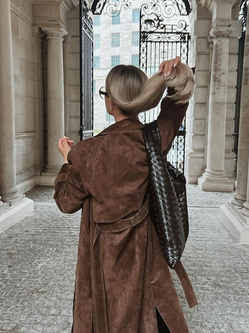 Matilde | Emilia Elegant Suede Trench Coat for a Sophisticated Style