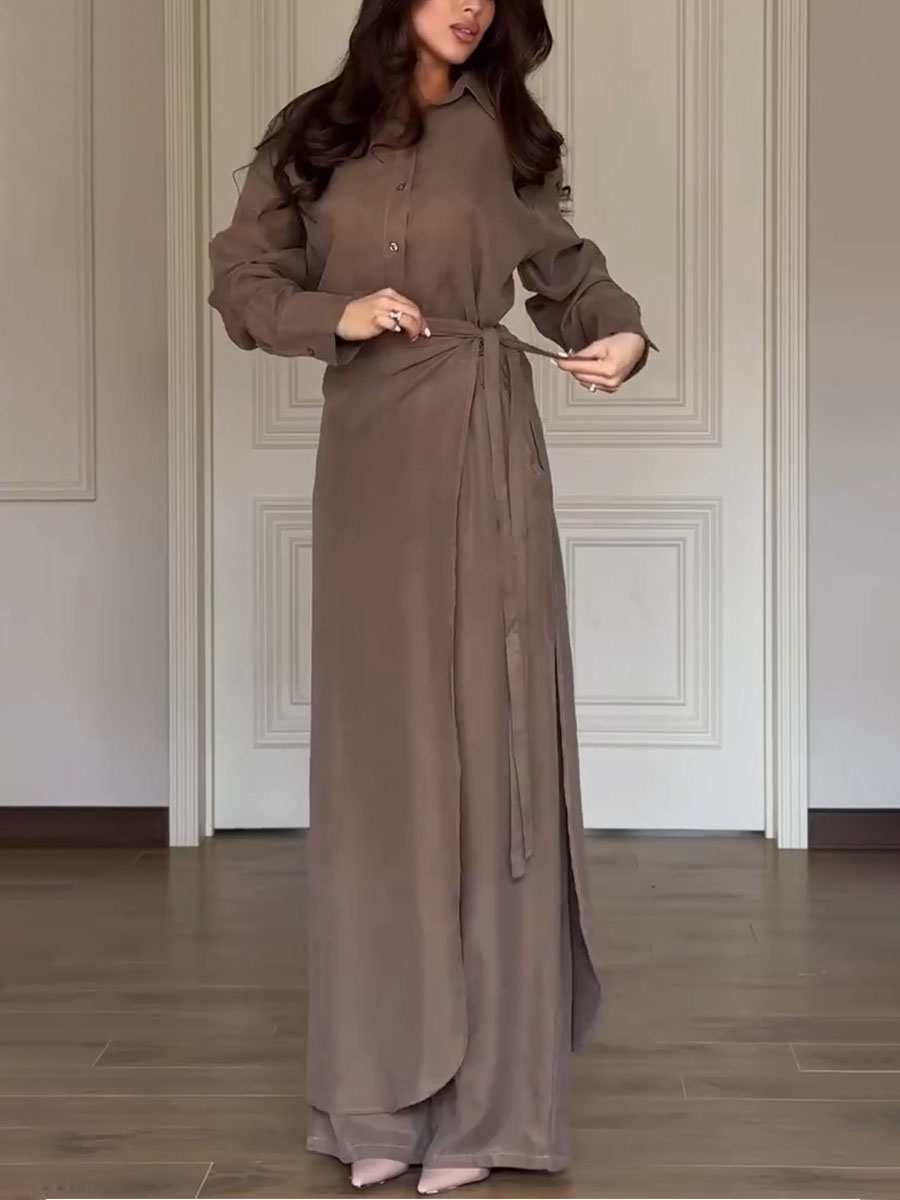 Elegant Shirt and Coordinated Skirt-Pant Ensemble for a Chic Look