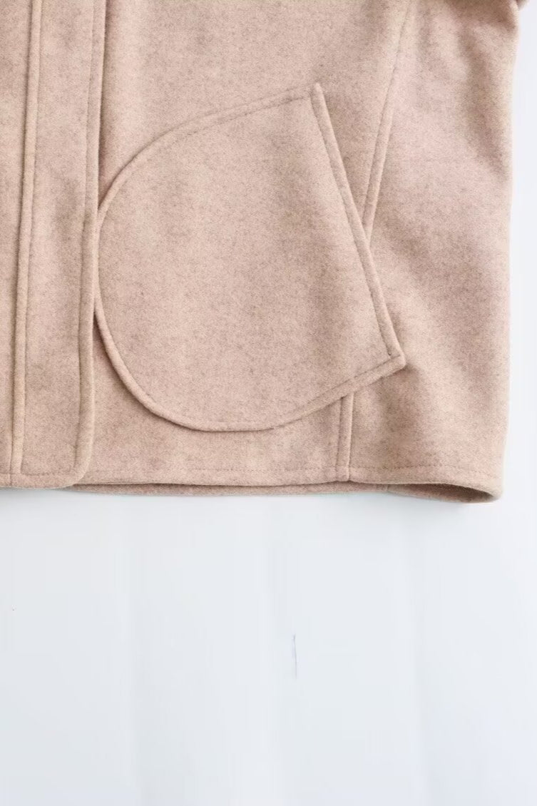 Elegant Short Wool Blouson with Stand-up Collar