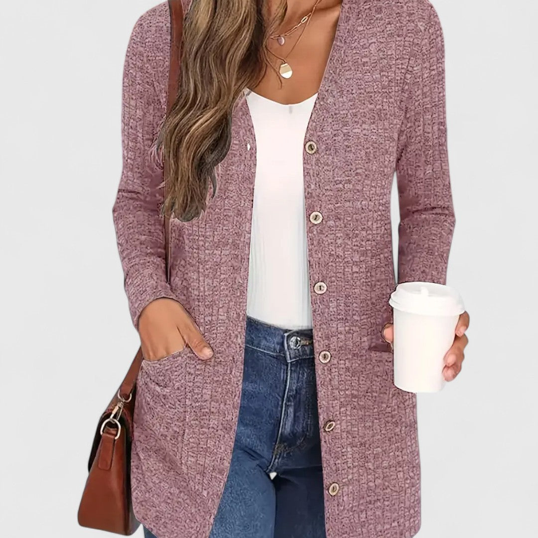 Lindsey - Coziness and Style in an Elegant V-Neck Cardigan