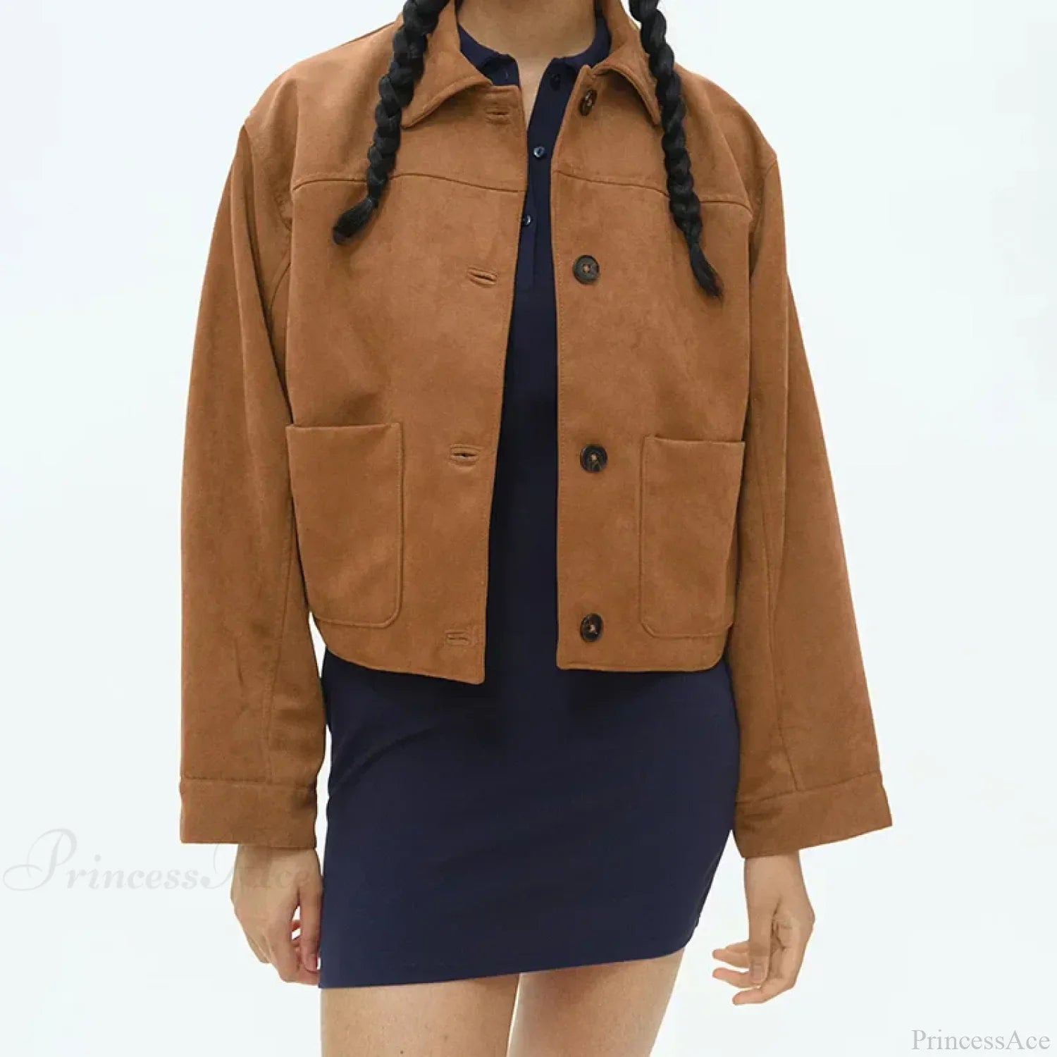 Elegant double-breasted coat with lapel collar