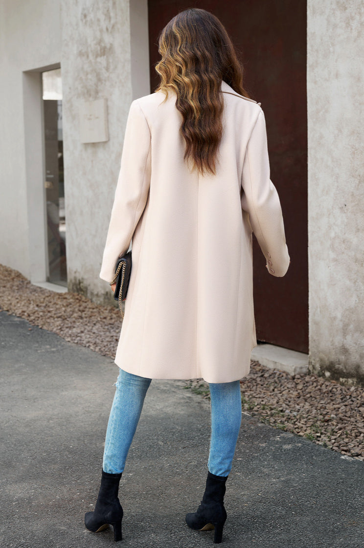 Oversized Solid Color Wool Blend Coat