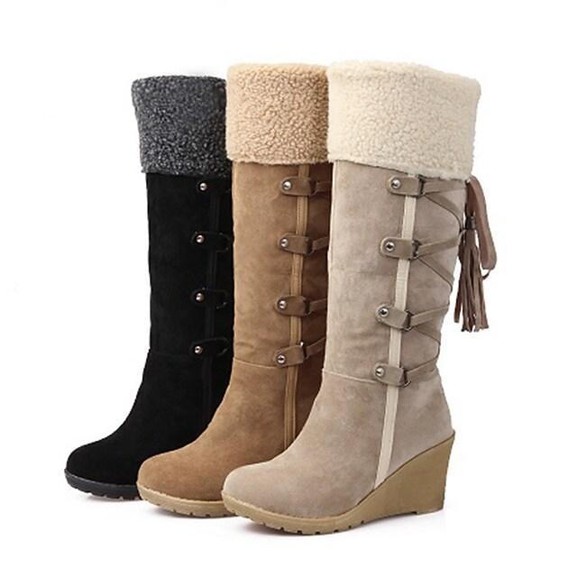 Chic Women's Knee-High Snow Boots with Lace-Up Detail