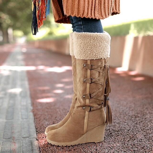 Chic Women's Knee-High Snow Boots with Lace-Up Detail