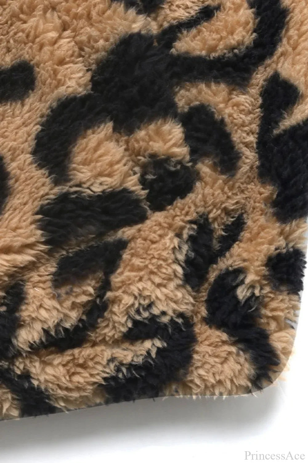 Casual Furry Leopard Pattern Warm Turn-Down Collar Coat for Cozy Style
