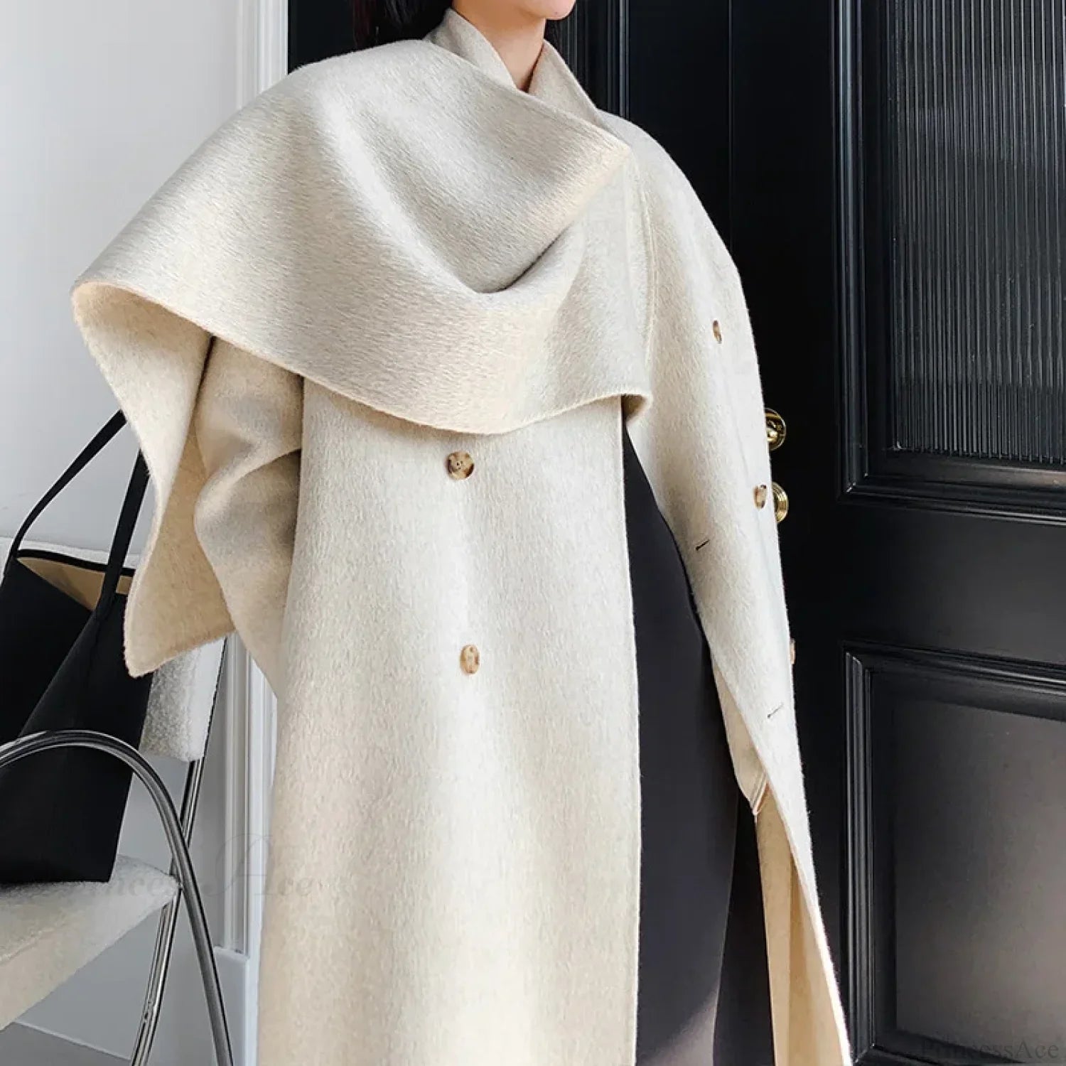 Luxury Heated Handmade Cashmere Wool Tie Long Coat