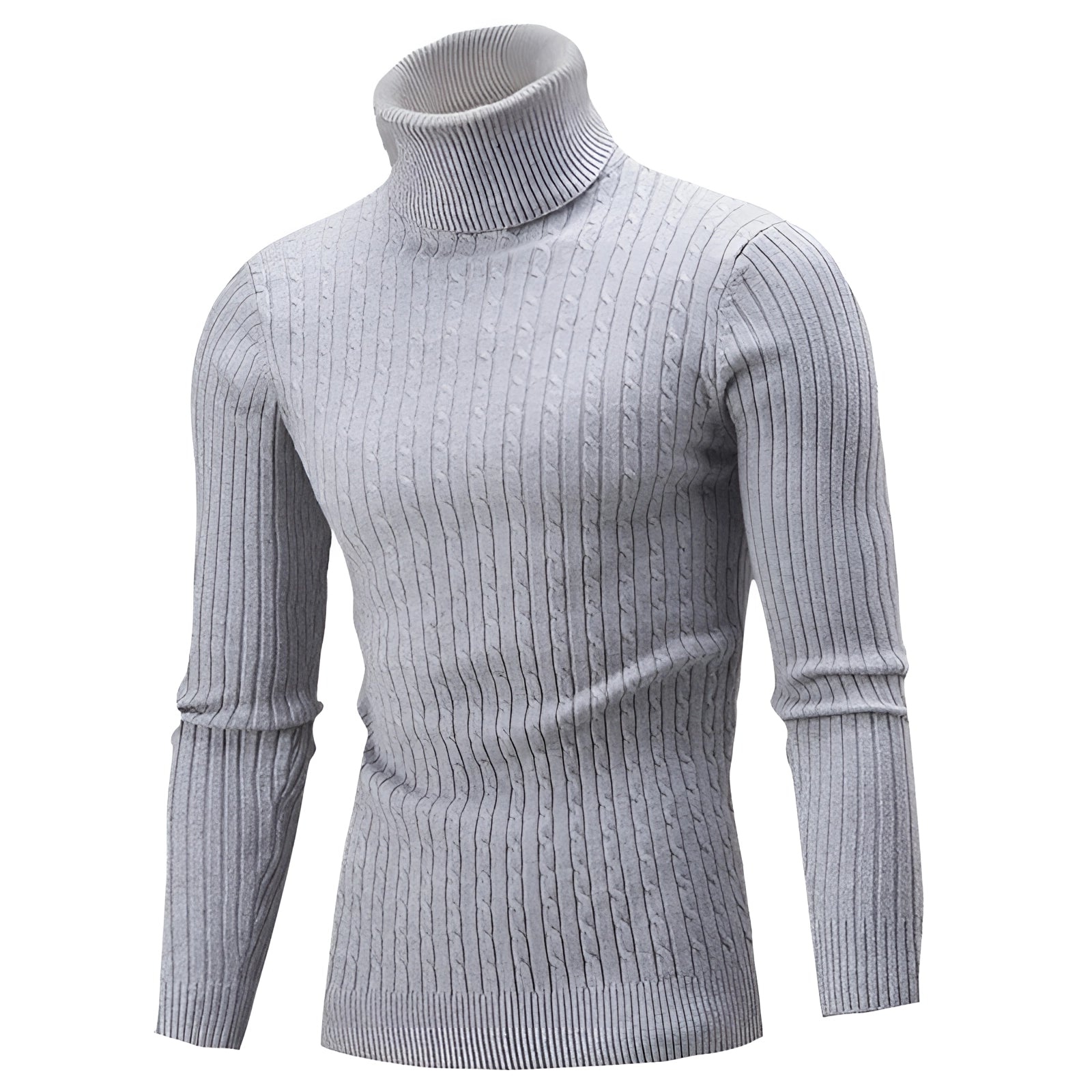 Henrik - Elegant cable-knit turtleneck sweater made of high-quality wool