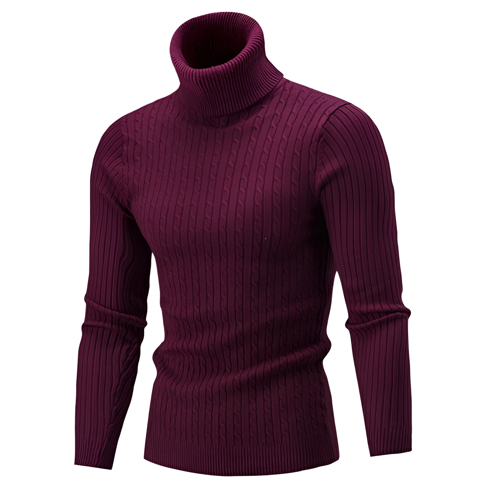 Henrik - Elegant cable-knit turtleneck sweater made of high-quality wool