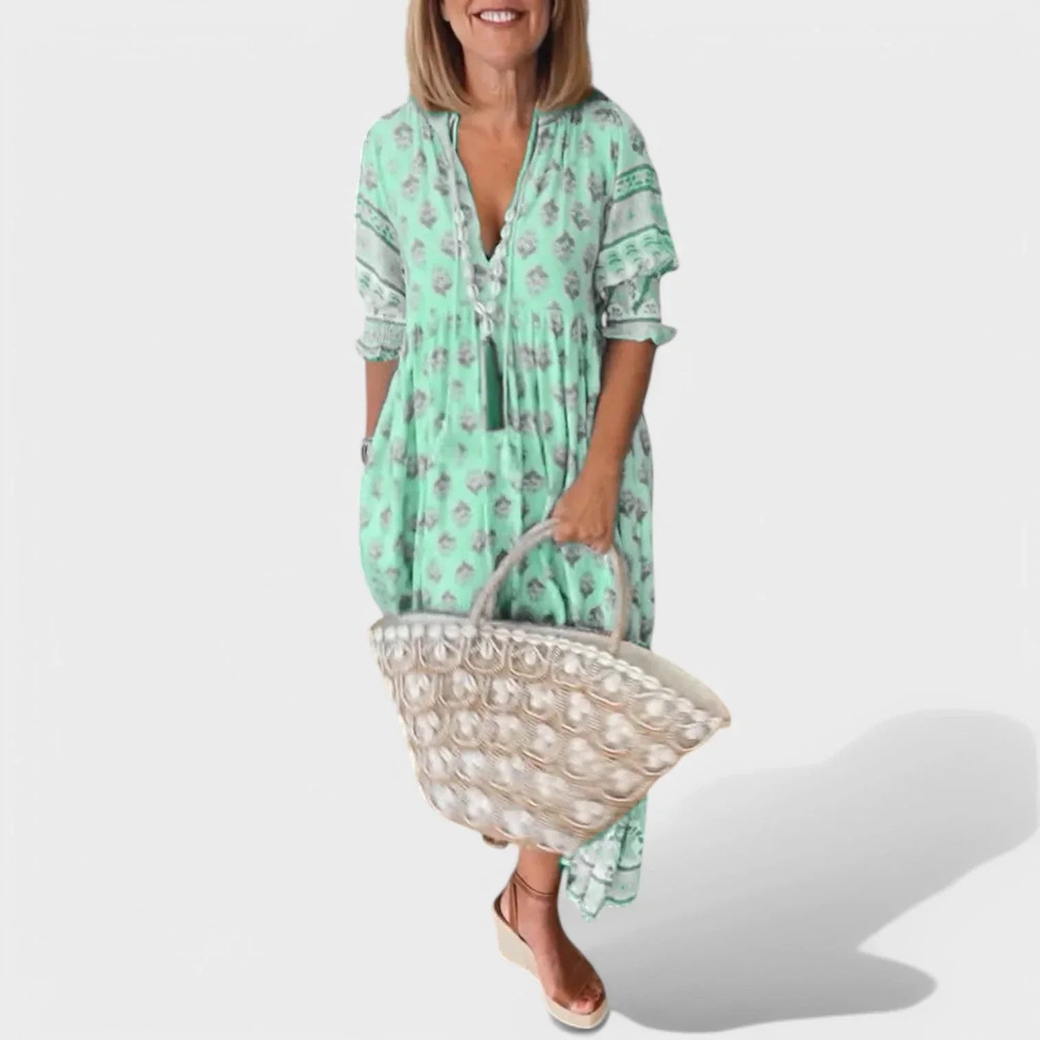 Marlena Dress: V-Neckline with Flattering A-Line Silhouette