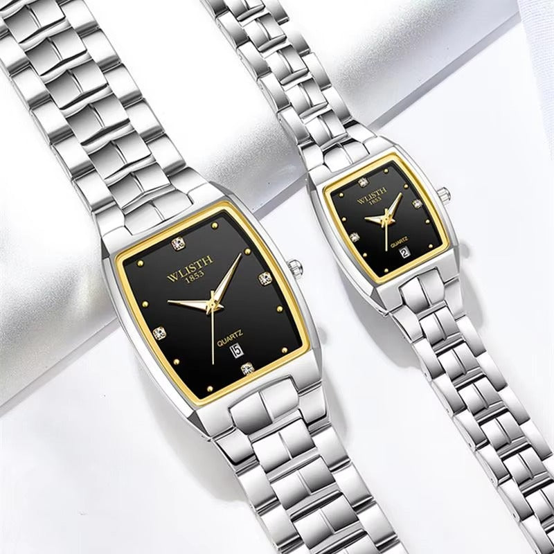 Sophisticated Couple's Watch with Elegant Square Design