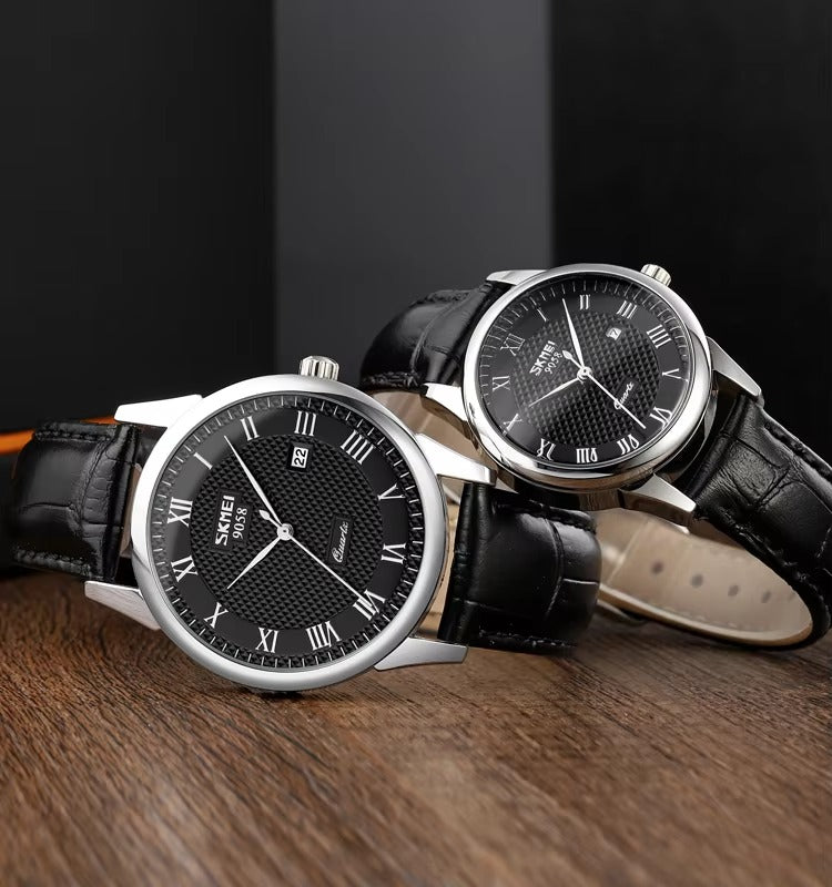 Couple's Watch Set Made of Elegant Leather – Stylish Connection in Timeless Beauty