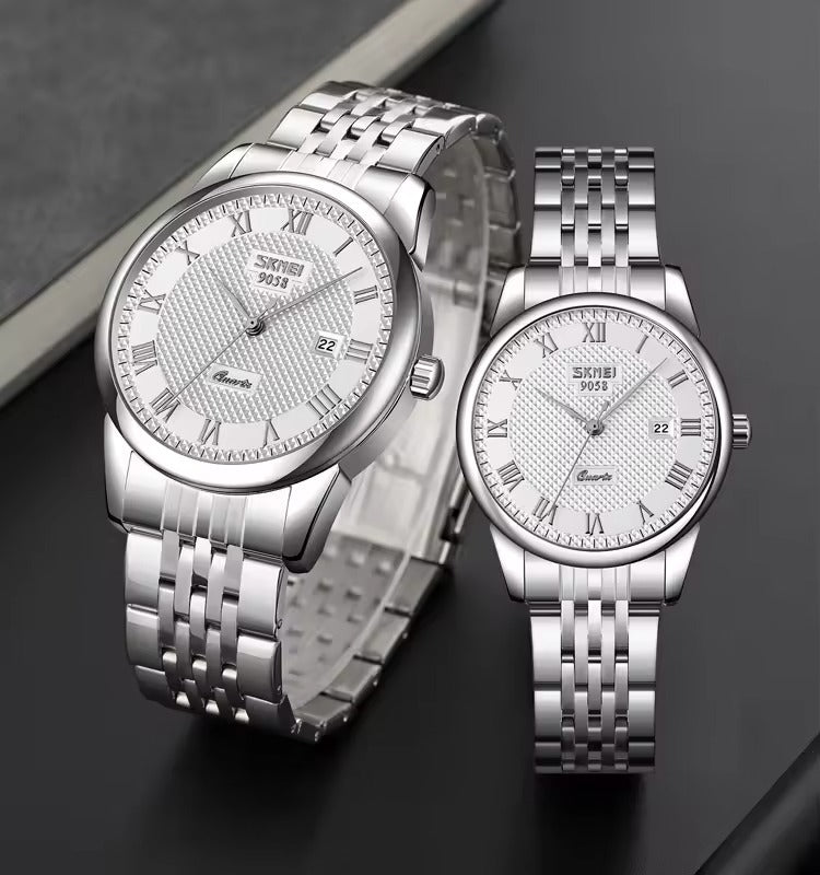 Couple's Watch Set Made of Elegant Leather – Stylish Connection in Timeless Beauty