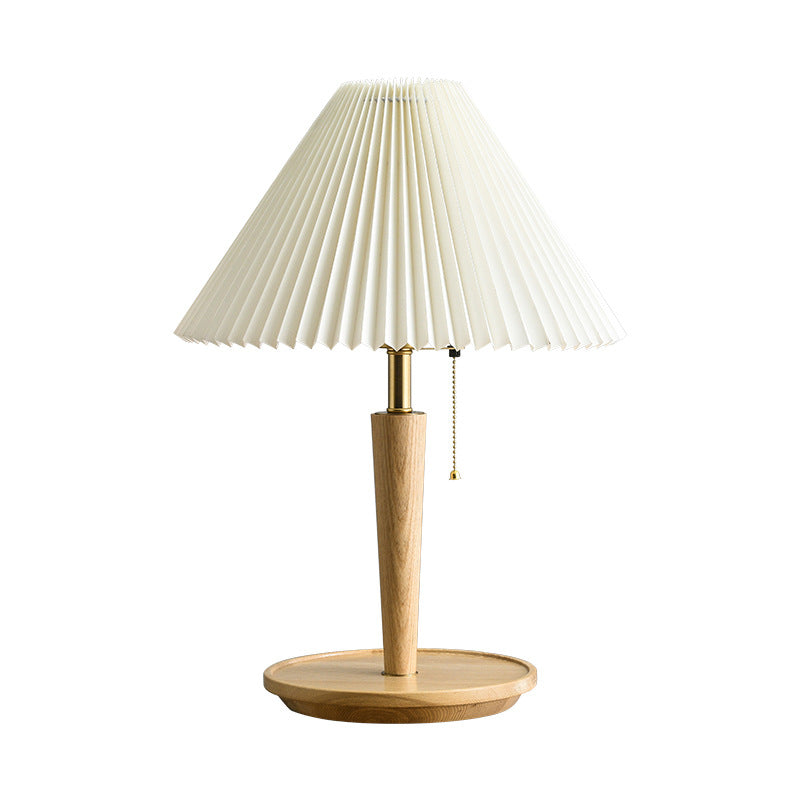 Elegant vintage table lamp made of noble pleated wood