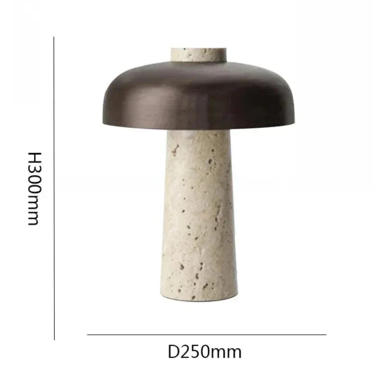 Stylish Table Lamp Made from Elegant Natural Travertine