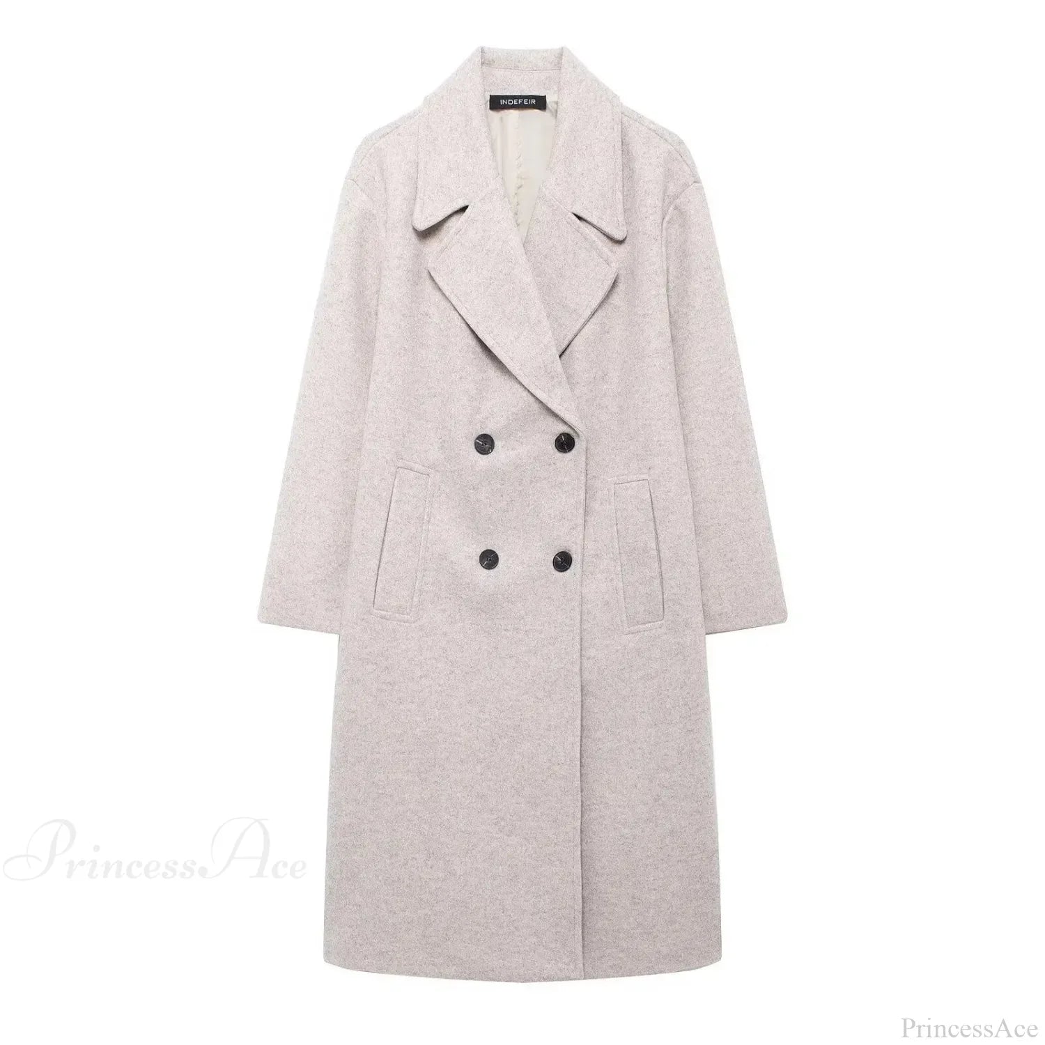 Large Coat with Tie-up Mao Collar and Wide Lapels