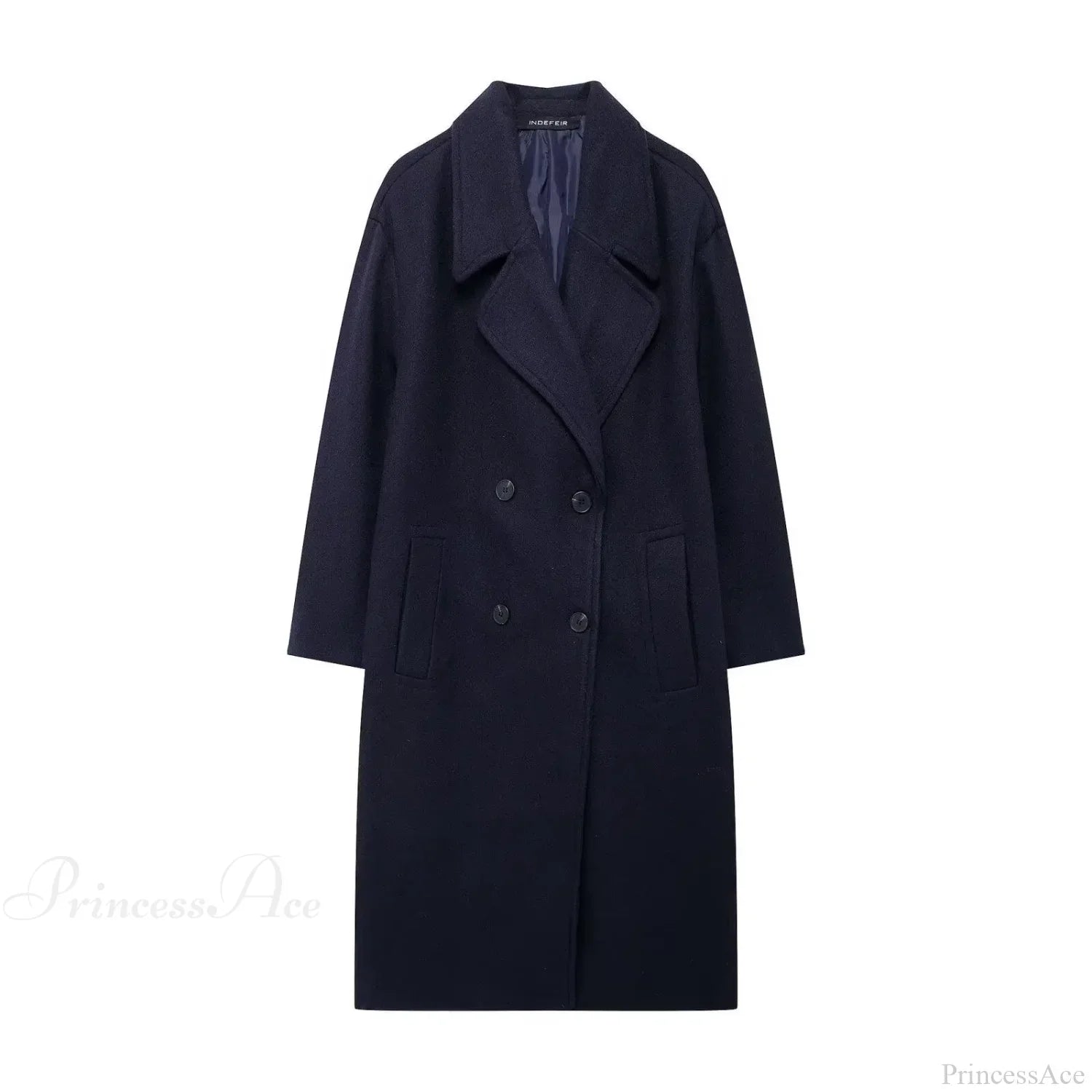 Large Coat with Tie-up Mao Collar and Wide Lapels