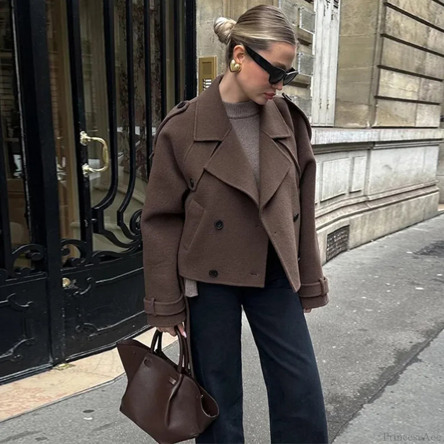 Lamb Wool Patchwork Leather Belted Overcoat for Warm and Stylish Comfort