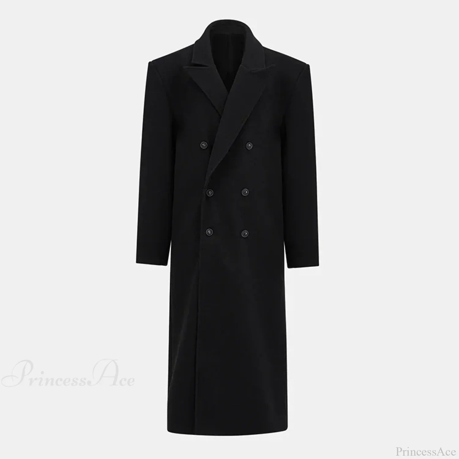 Wool Coat with Lapel, Double Cut, and Quilted Shoulders
