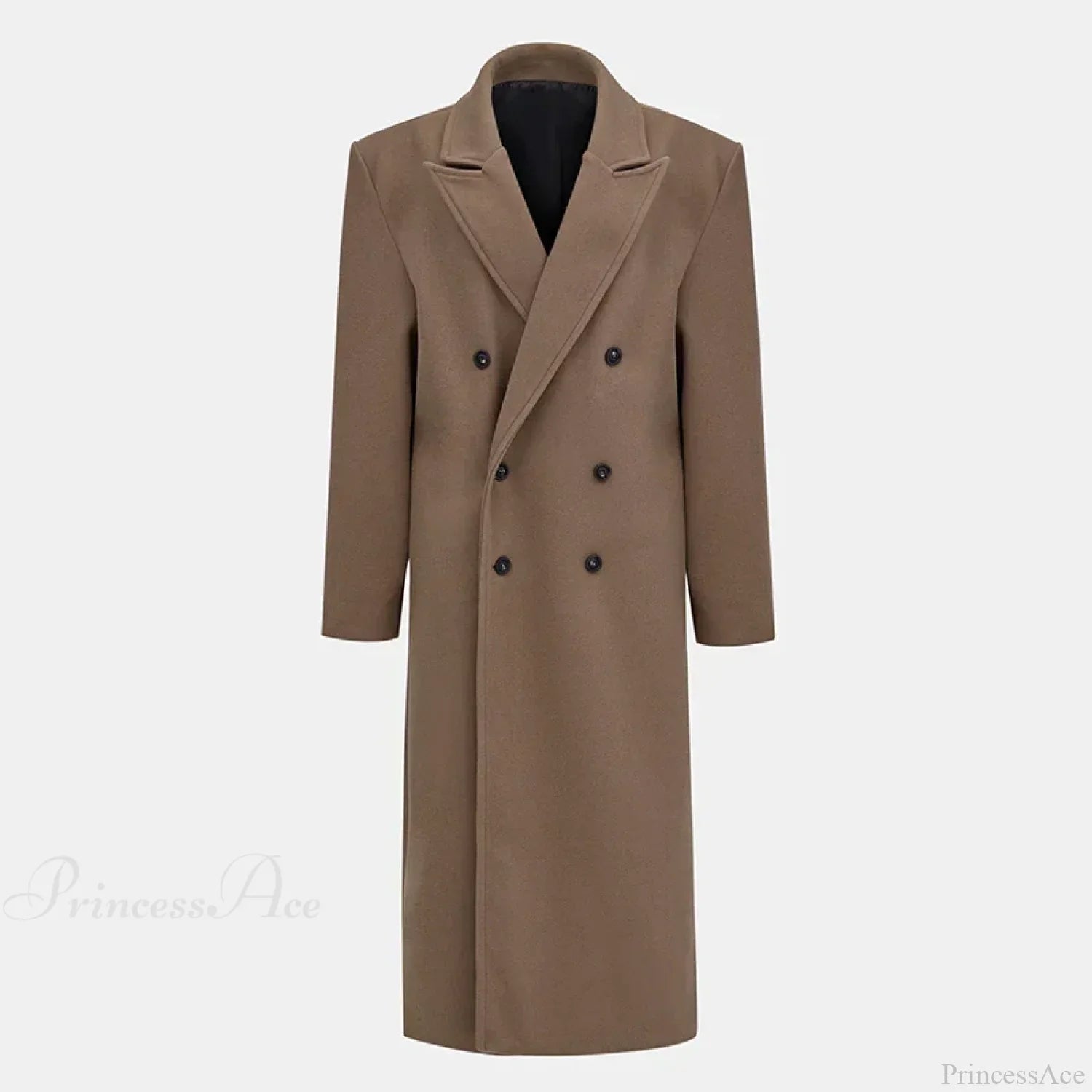Wool Coat with Lapel, Double Cut, and Quilted Shoulders