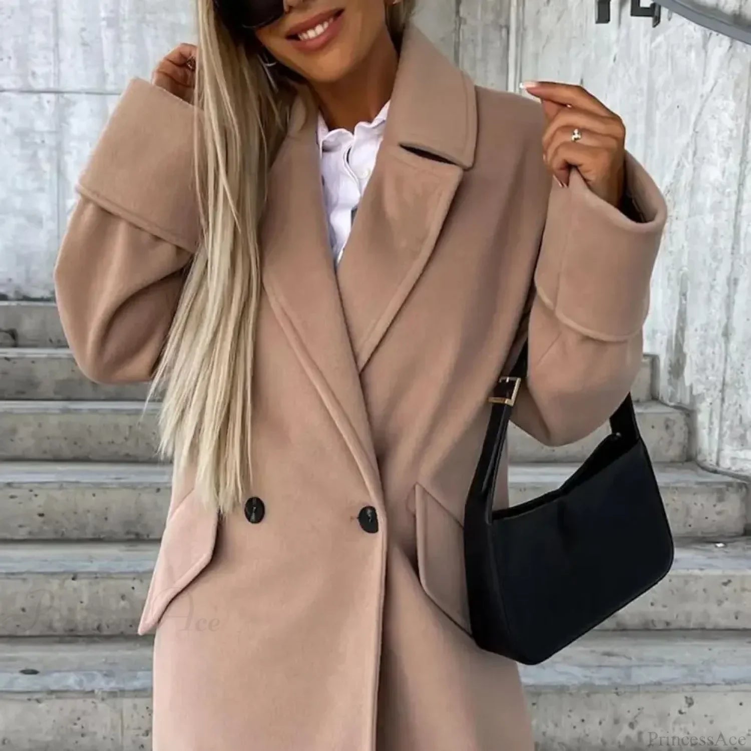 Elegant Loose-Fit Double-Breasted Windproof Overcoat for Stylish Comfort