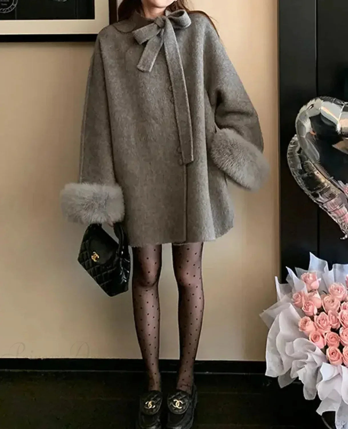 Casual Loose Fit Woolen Tweed Overcoat for Warmth and Style