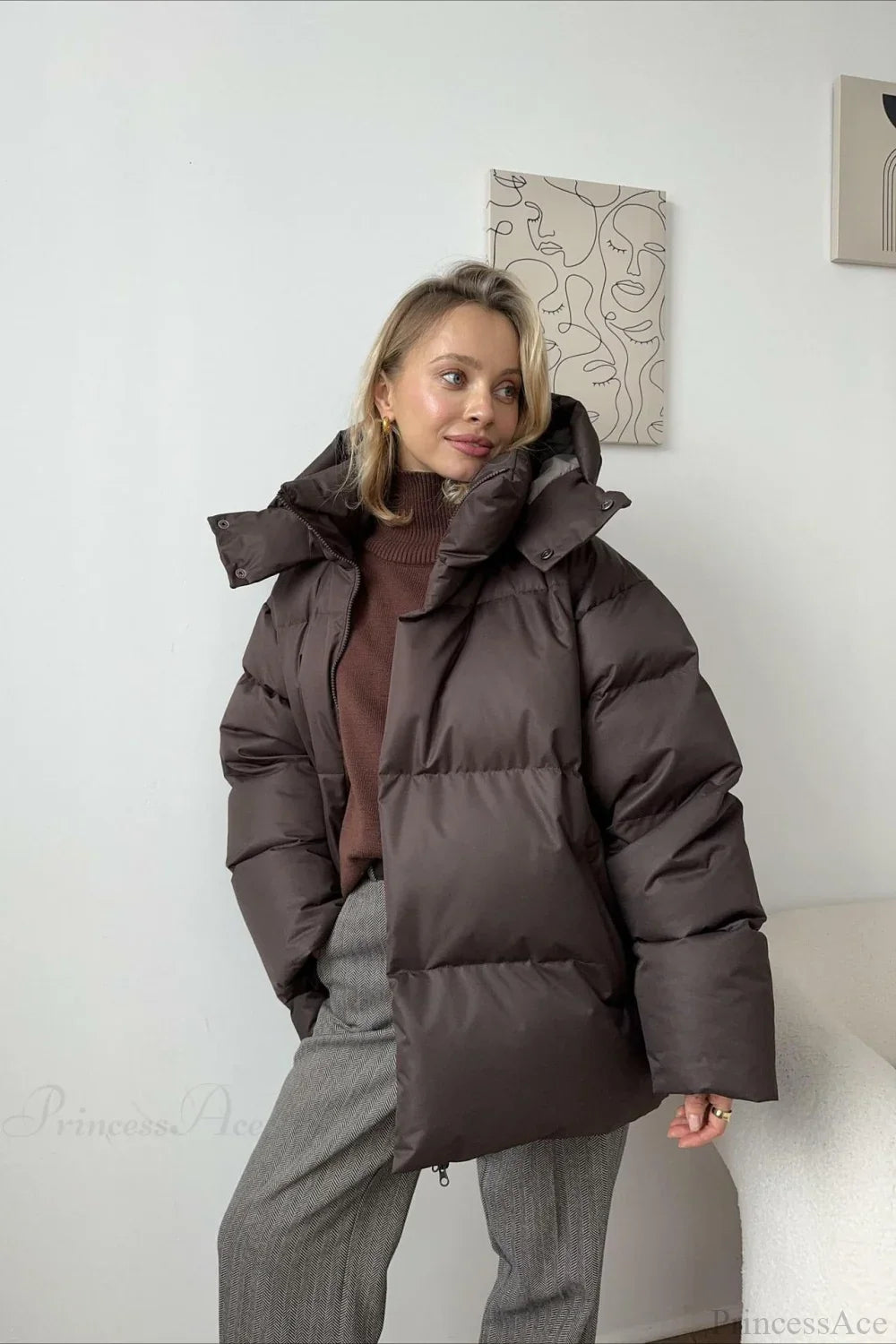 Luxe Loose Solid Cotton Hoodie Coat for a Modern Minimalist Look