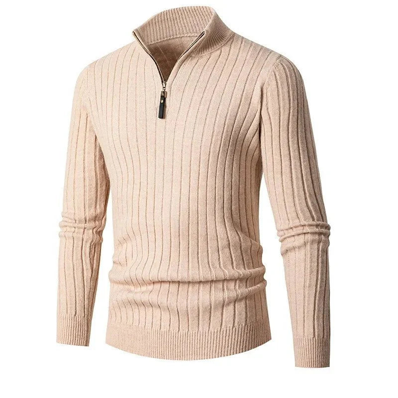 Lukas - Stylish half-zip sweater with an elegant stand-up collar