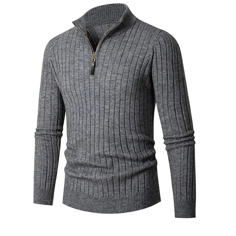 Lukas - Stylish half-zip sweater with an elegant stand-up collar