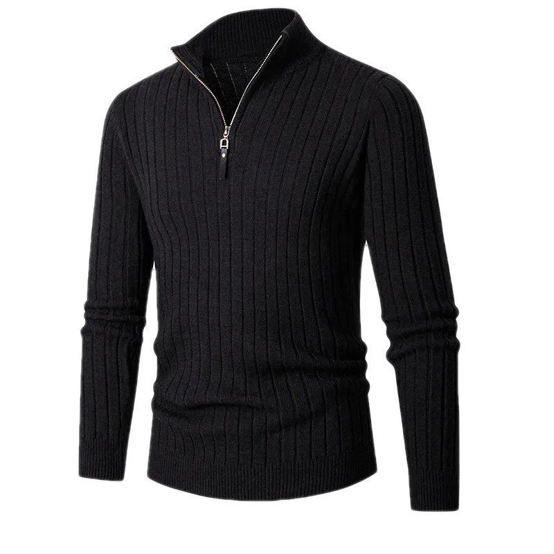 Lukas - Stylish half-zip sweater with an elegant stand-up collar