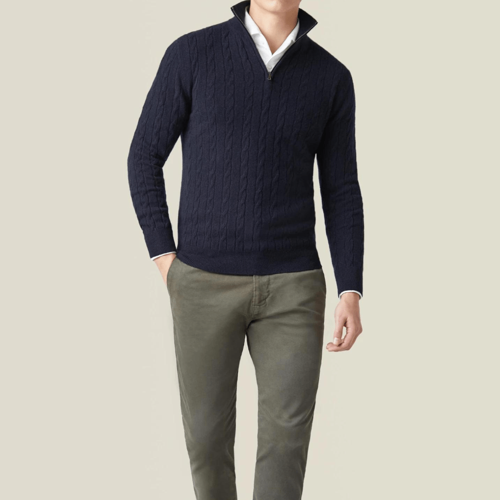 Marc – Stylish long-sleeve knitted sweater with practical zipper