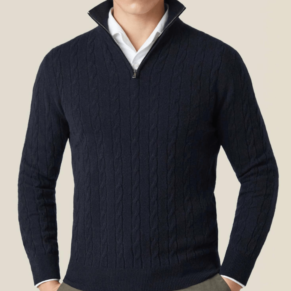 Marc – Stylish long-sleeve knitted sweater with practical zipper