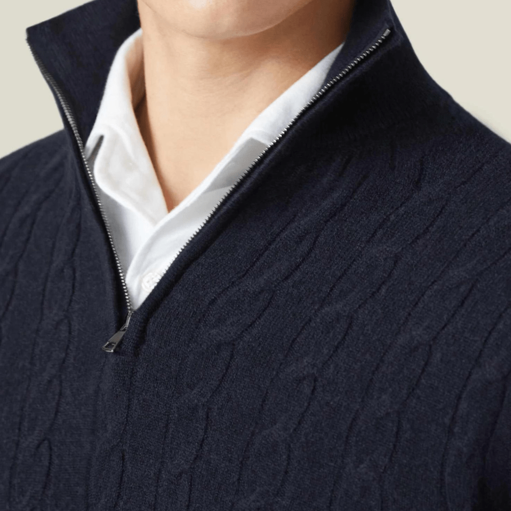 Marc – Stylish long-sleeve knitted sweater with practical zipper