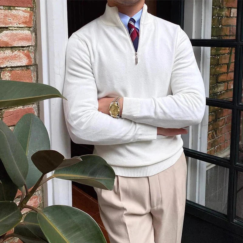 Noah – Modern Half-Zip Knit Sweater with Stylish High Collar