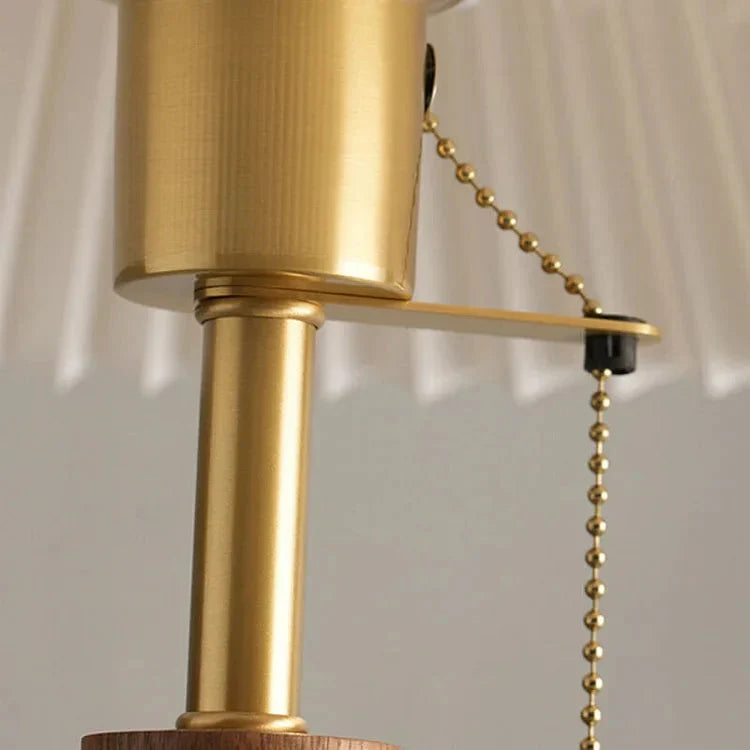 Elegant vintage table lamp made of noble pleated wood