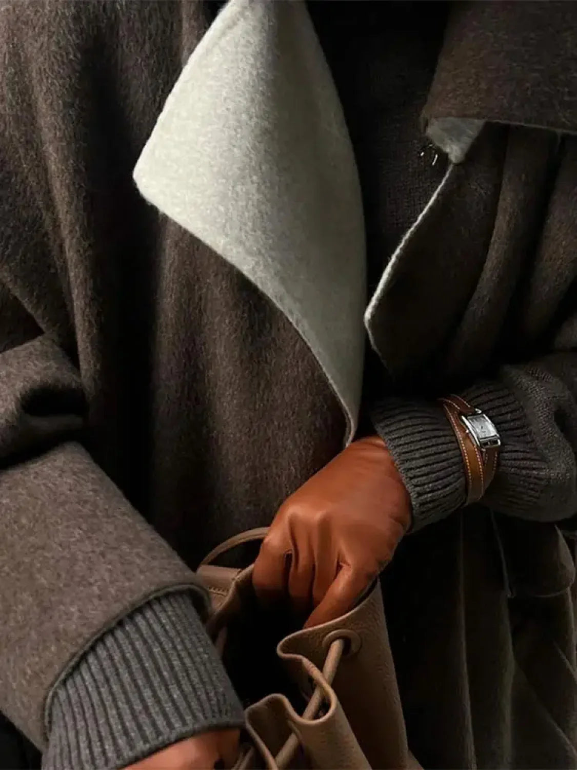 Casual Turn-Down Overcoat with Stylish Plaid Pattern