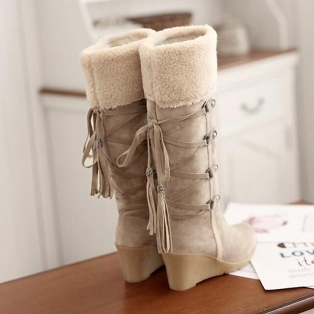 Chic Women's Knee-High Snow Boots with Lace-Up Detail