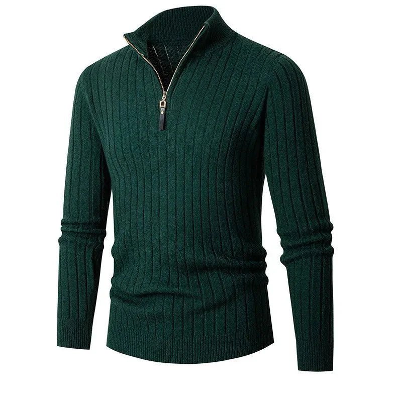 Rafael – Elegant half-zip knitted sweater with standing collar for stylish comfort