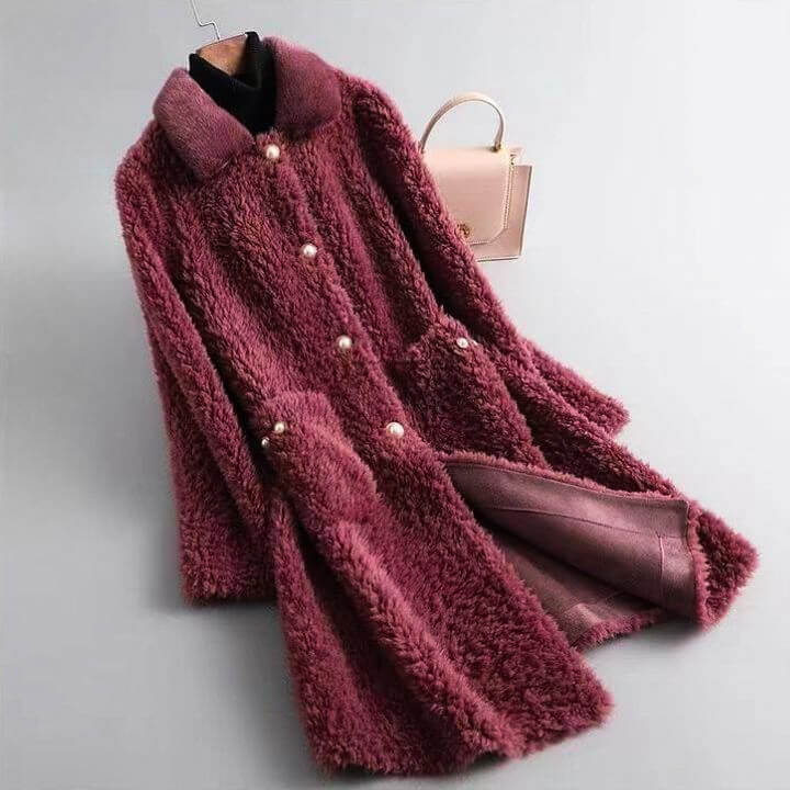 Victoria Couture Luxurious Shearling Coat for Stylish Comfort