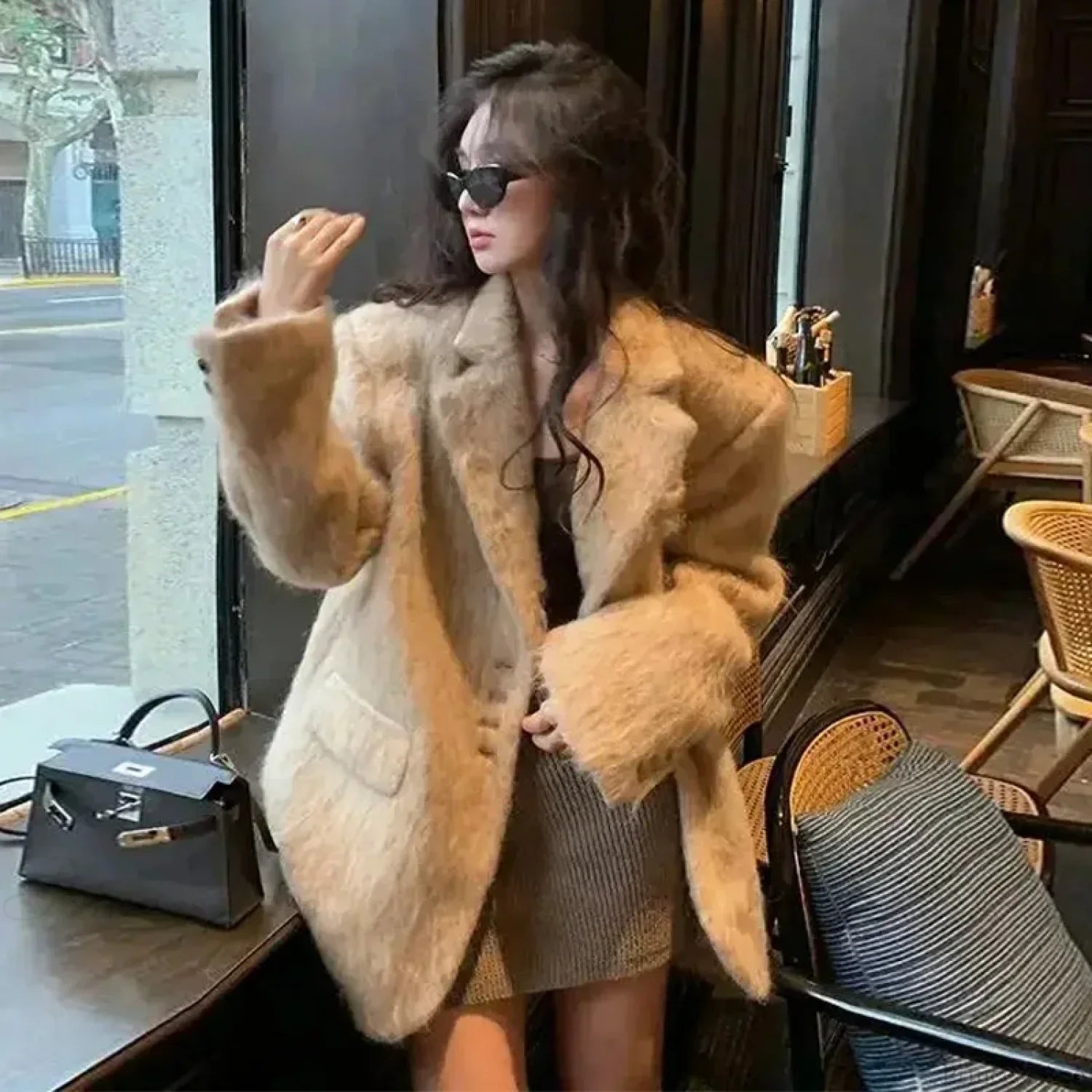 Elegant Retro Wool Button-Down Overcoat for Timeless Style