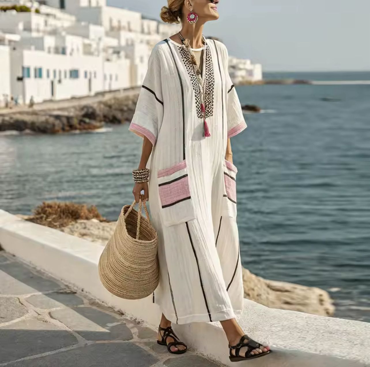 Elegant Mary - Long Strand Dress for a Chic Summer Look