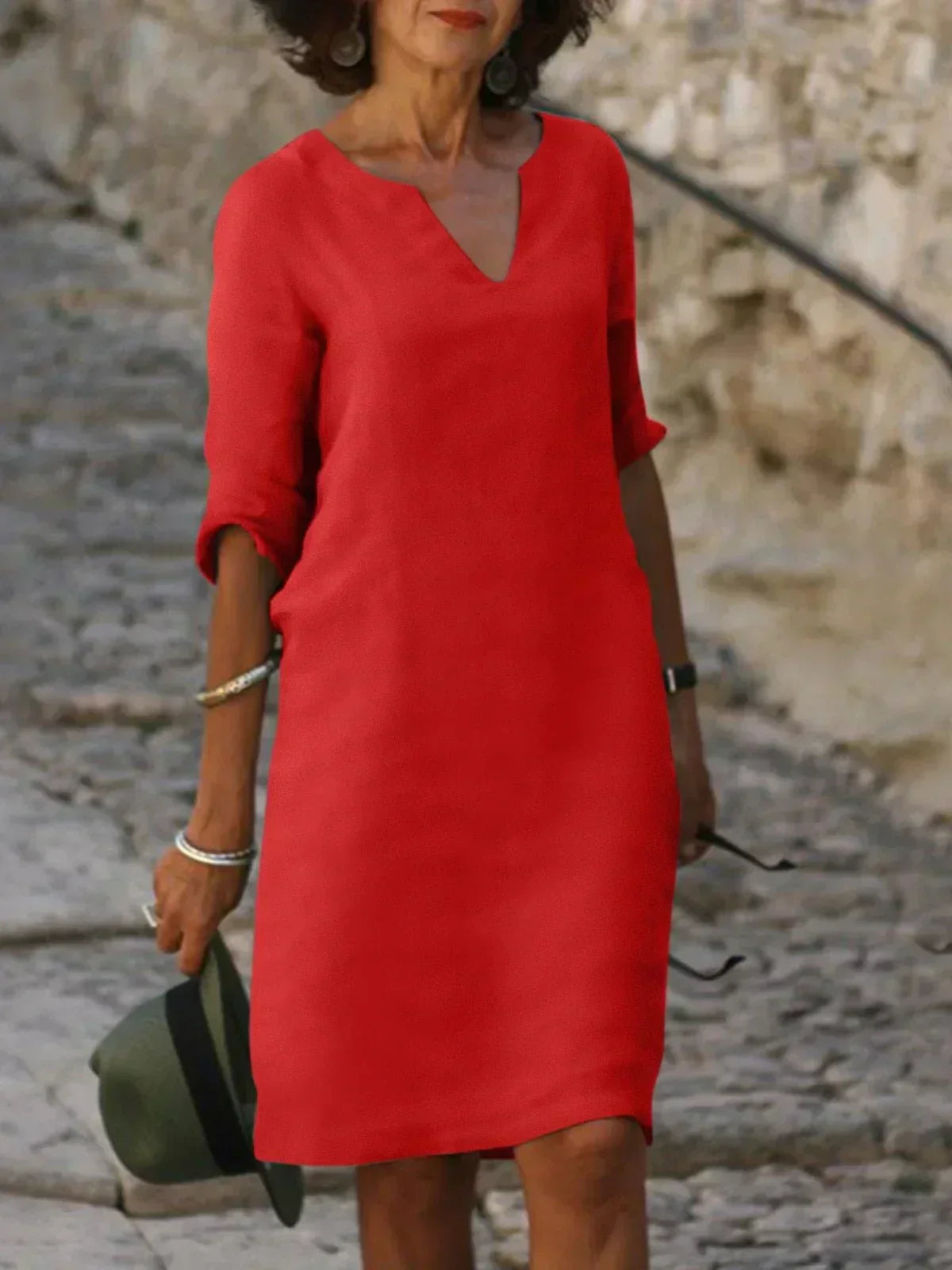 Elegant V-Neck Dress – Timeless, Sophisticated Style