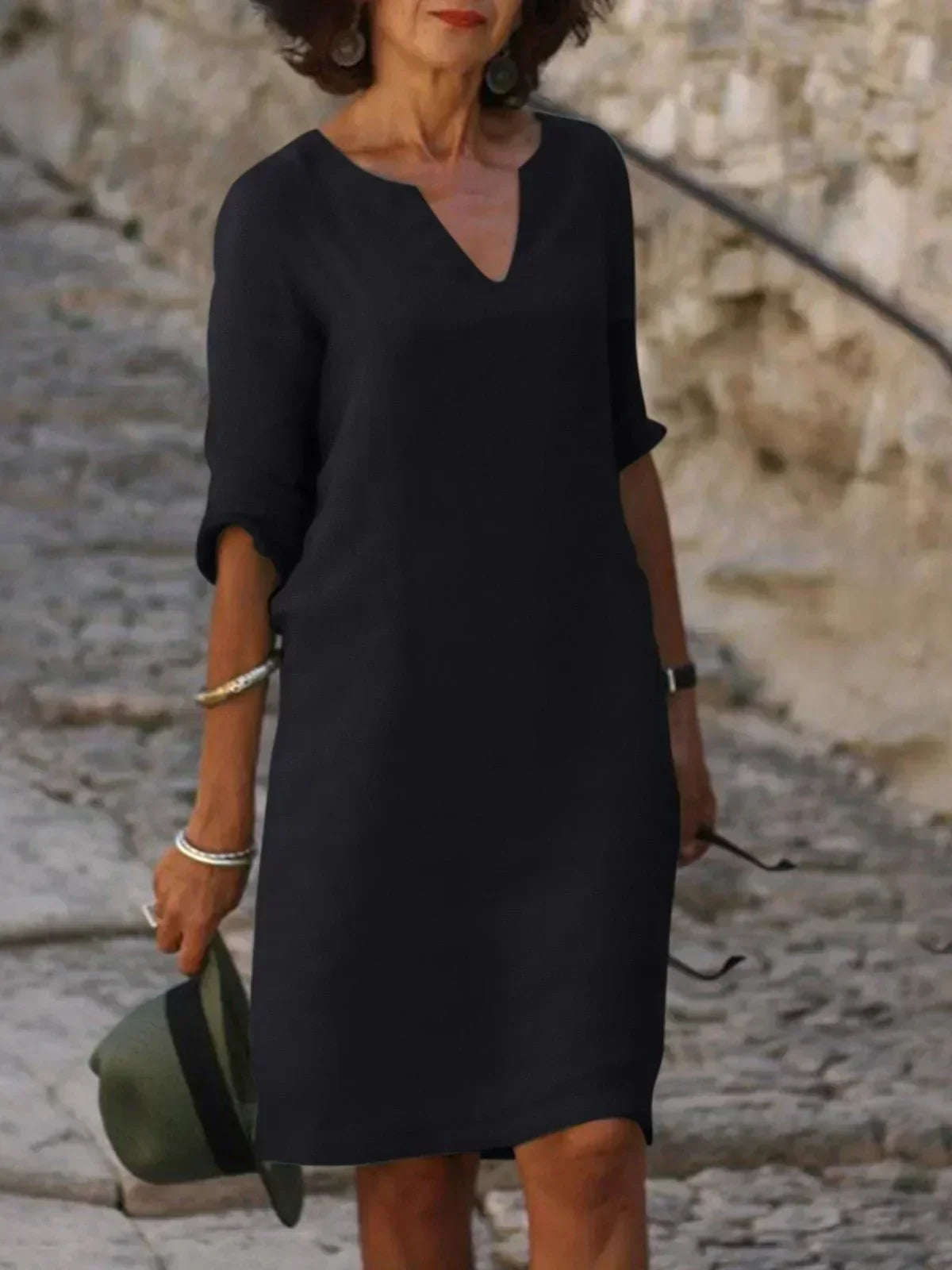 Elegant V-Neck Dress – Timeless, Sophisticated Style